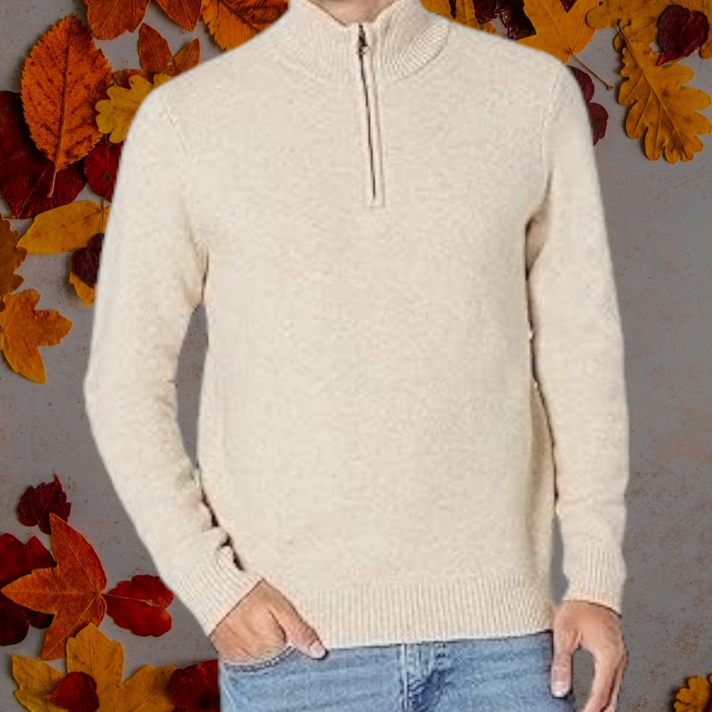 Men's Long Sleeve Soft Touch Quarter Zip Sweater, XXL